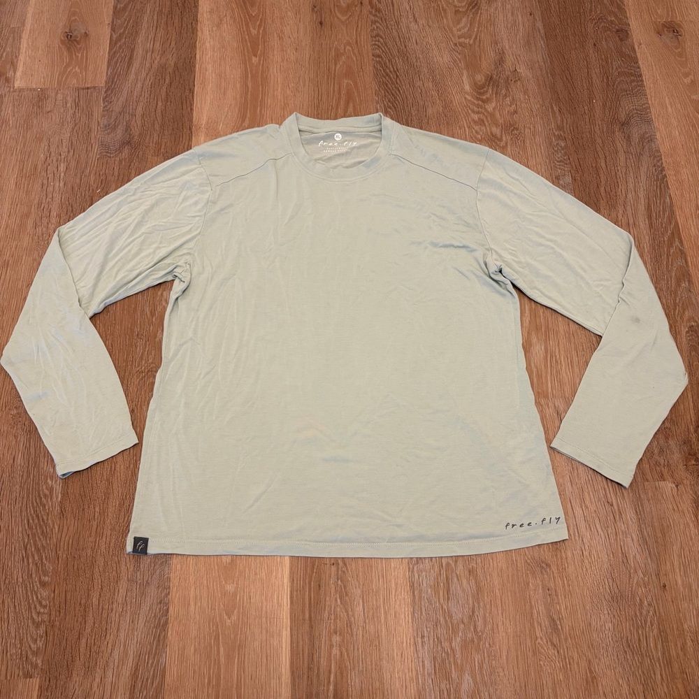 Free Fly Mens Bamboo Light Green Long Sleeve Crew Shirt Size XL